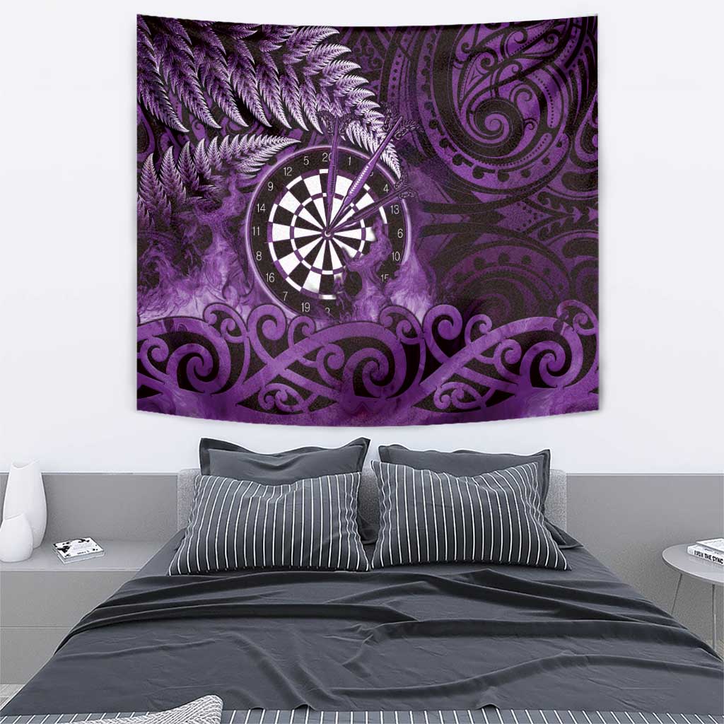 New Zealand Darts Tapestry Maori Koru Dartboard Purple Flame LT05 - Polynesian Pride