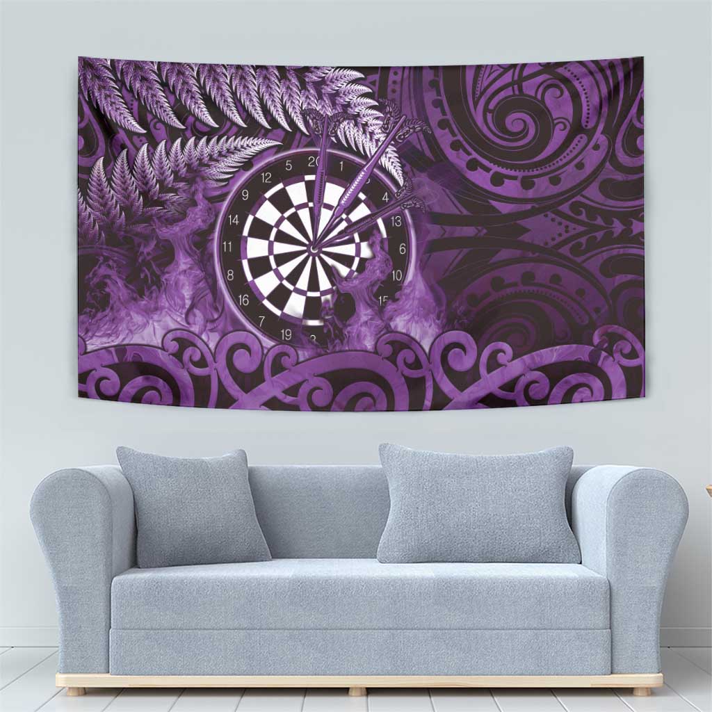 New Zealand Darts Tapestry Maori Koru Dartboard Purple Flame LT05 - Polynesian Pride