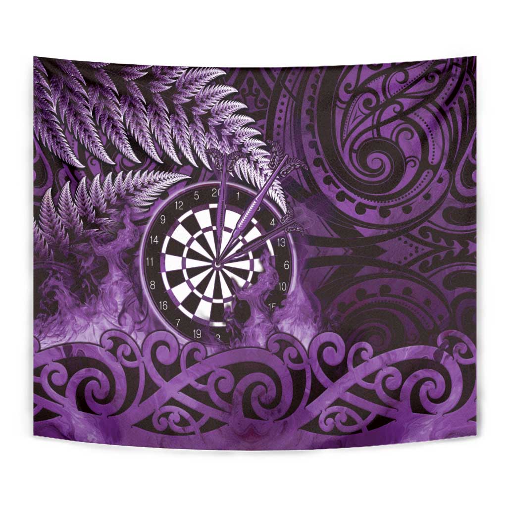 New Zealand Darts Tapestry Maori Koru Dartboard Purple Flame LT05 - Polynesian Pride