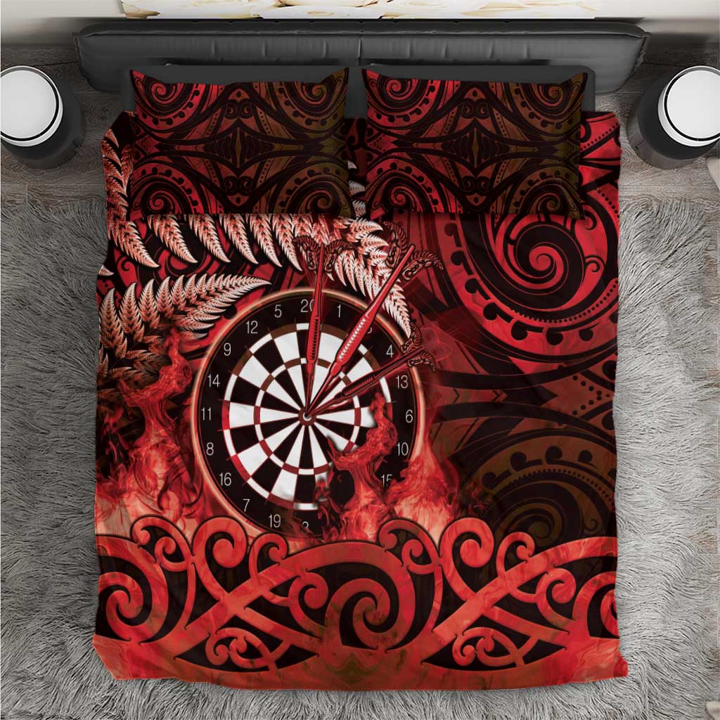 New Zealand Darts Bedding Set Maori Koru Dartboard Red Flame LT05 Red - Polynesian Pride