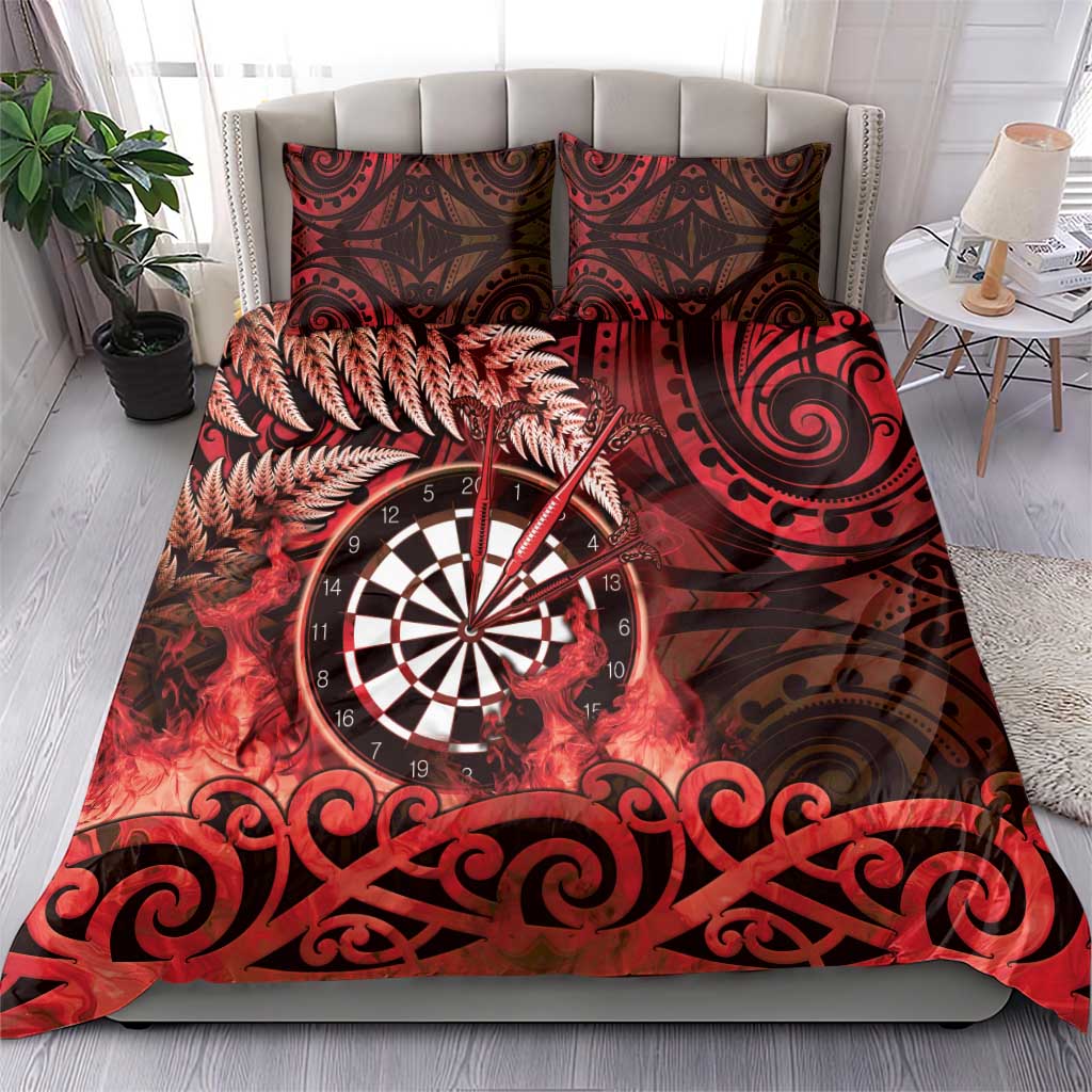 New Zealand Darts Bedding Set Maori Koru Dartboard Red Flame LT05 - Polynesian Pride