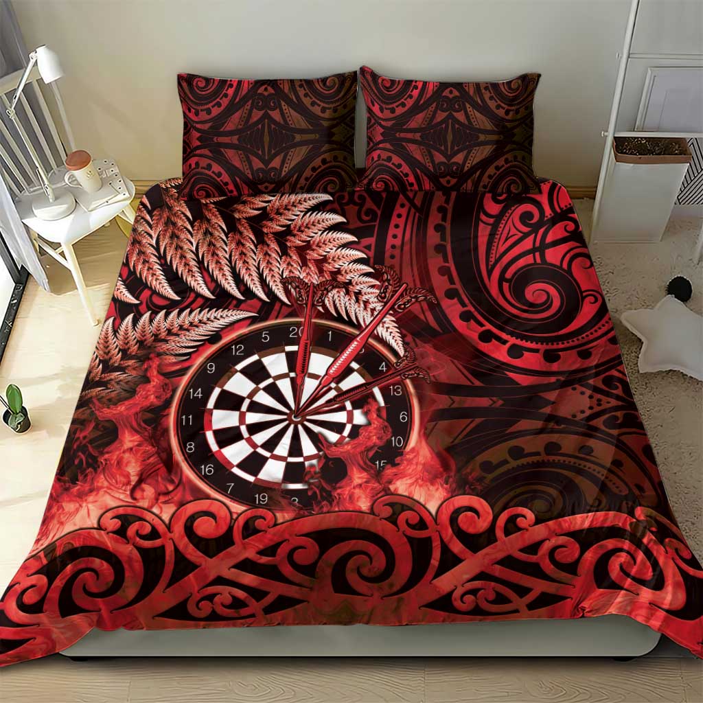 New Zealand Darts Bedding Set Maori Koru Dartboard Red Flame LT05 - Polynesian Pride