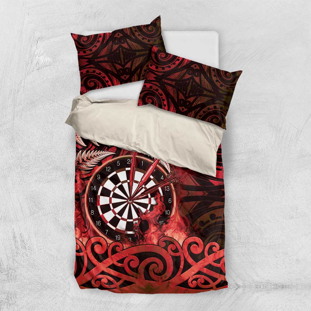 New Zealand Darts Bedding Set Maori Koru Dartboard Red Flame LT05 US Twin 172cm x 218cm Red - Polynesian Pride