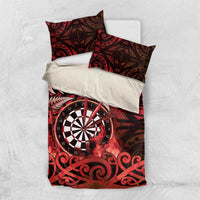 New Zealand Darts Bedding Set Maori Koru Dartboard Red Flame LT05 US Twin 172cm x 218cm Red - Polynesian Pride