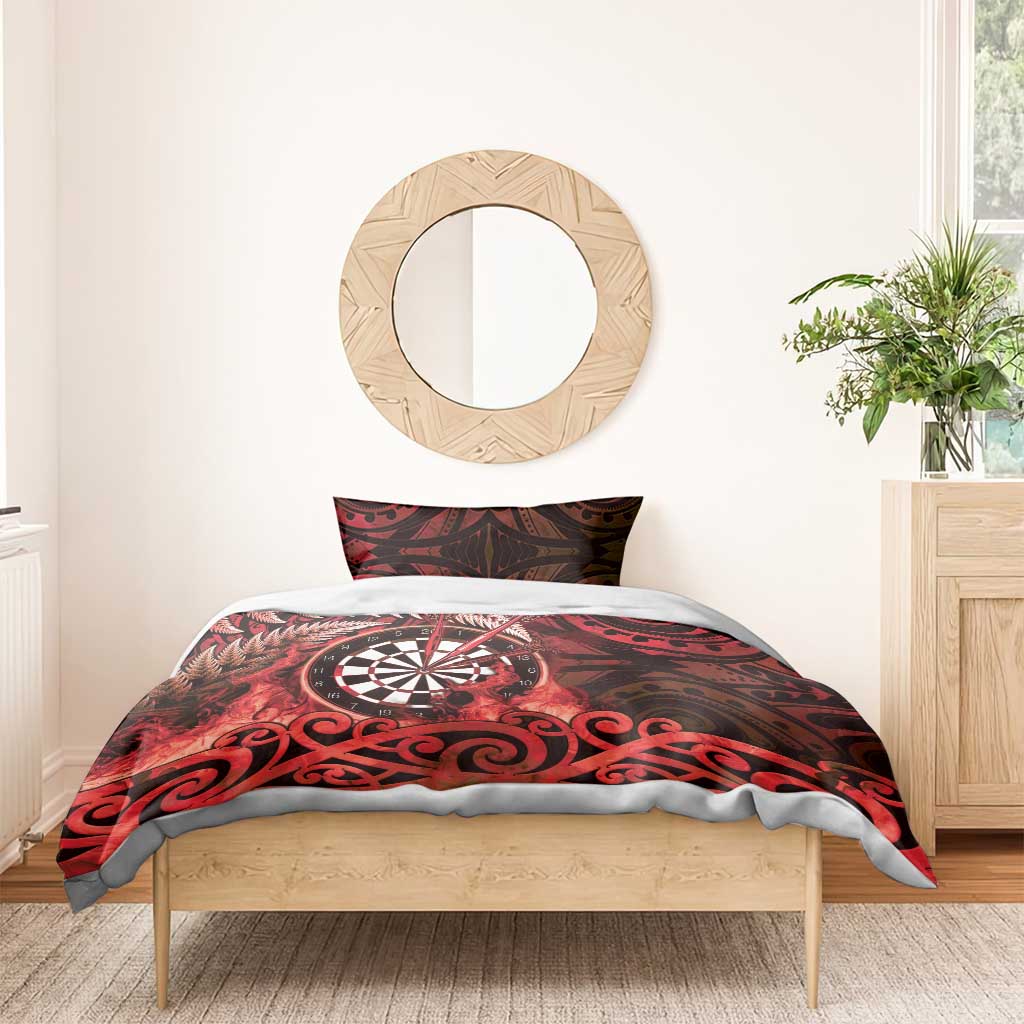 New Zealand Darts Bedding Set Maori Koru Dartboard Red Flame LT05 - Polynesian Pride