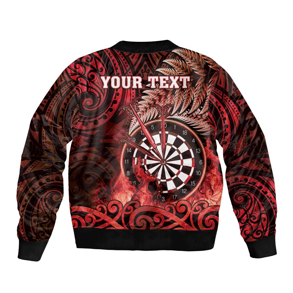 Personalised New Zealand Darts Bomber Jacket Maori Koru Dartboard Red Flame LT05 - Polynesian Pride