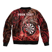 Personalised New Zealand Darts Bomber Jacket Maori Koru Dartboard Red Flame LT05 - Polynesian Pride