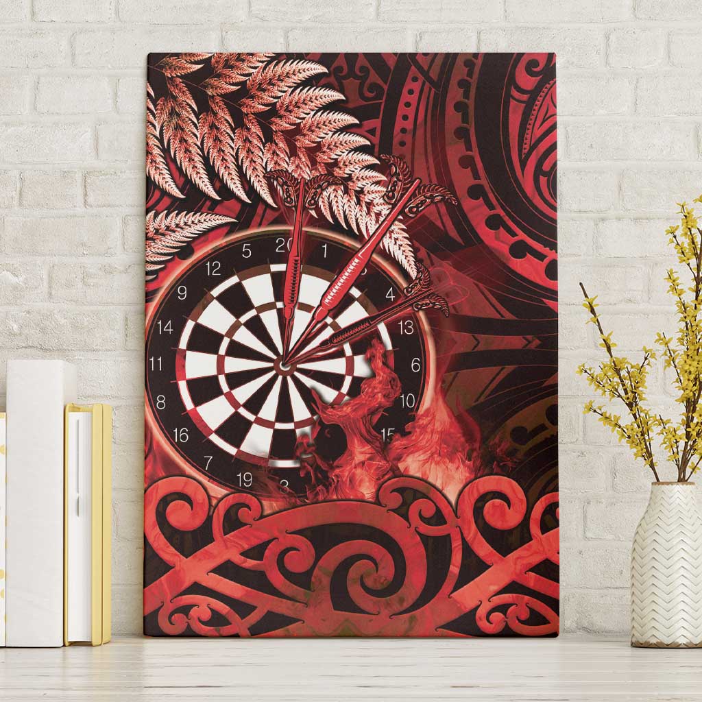 New Zealand Darts Canvas Wall Art Maori Koru Dartboard Red Flame LT05 Without Frame Red - Polynesian Pride