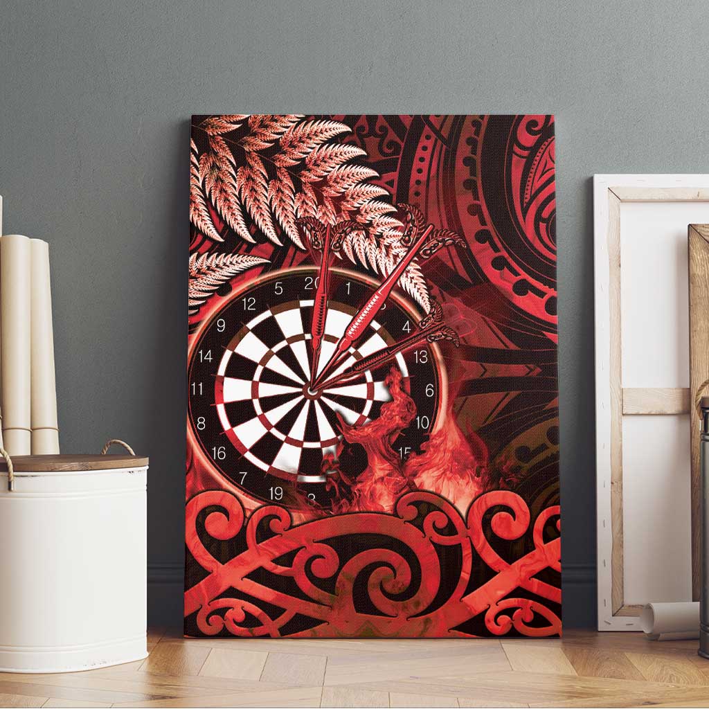 New Zealand Darts Canvas Wall Art Maori Koru Dartboard Red Flame LT05 - Polynesian Pride