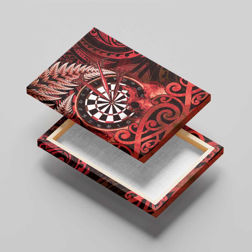 New Zealand Darts Canvas Wall Art Maori Koru Dartboard Red Flame LT05 - Polynesian Pride