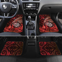 New Zealand Darts Car Mats Maori Koru Dartboard Red Flame LT05 Set 4pcs Red - Polynesian Pride