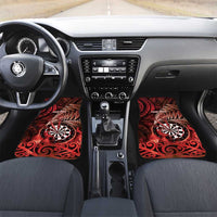 New Zealand Darts Car Mats Maori Koru Dartboard Red Flame LT05 Set 2pcs - Front Red - Polynesian Pride