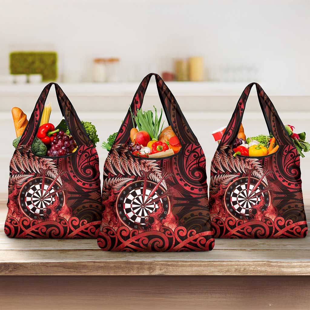 New Zealand Darts Grocery Bag Maori Koru Dartboard Red Flame LT05 3-pack One Size Red - Polynesian Pride