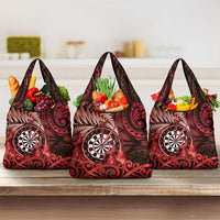 New Zealand Darts Grocery Bag Maori Koru Dartboard Red Flame LT05 3-pack One Size Red - Polynesian Pride