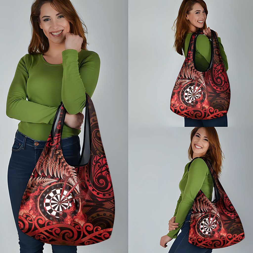 New Zealand Darts Grocery Bag Maori Koru Dartboard Red Flame LT05 - Polynesian Pride