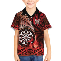 Personalised New Zealand Darts Kid Hawaiian Shirt Maori Koru Dartboard Red Flame LT05 Kid Red - Polynesian Pride