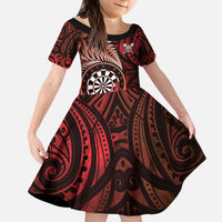 Personalised New Zealand Darts Kid Short Sleeve Dress Maori Koru Dartboard Red Flame LT05 KID Red - Polynesian Pride