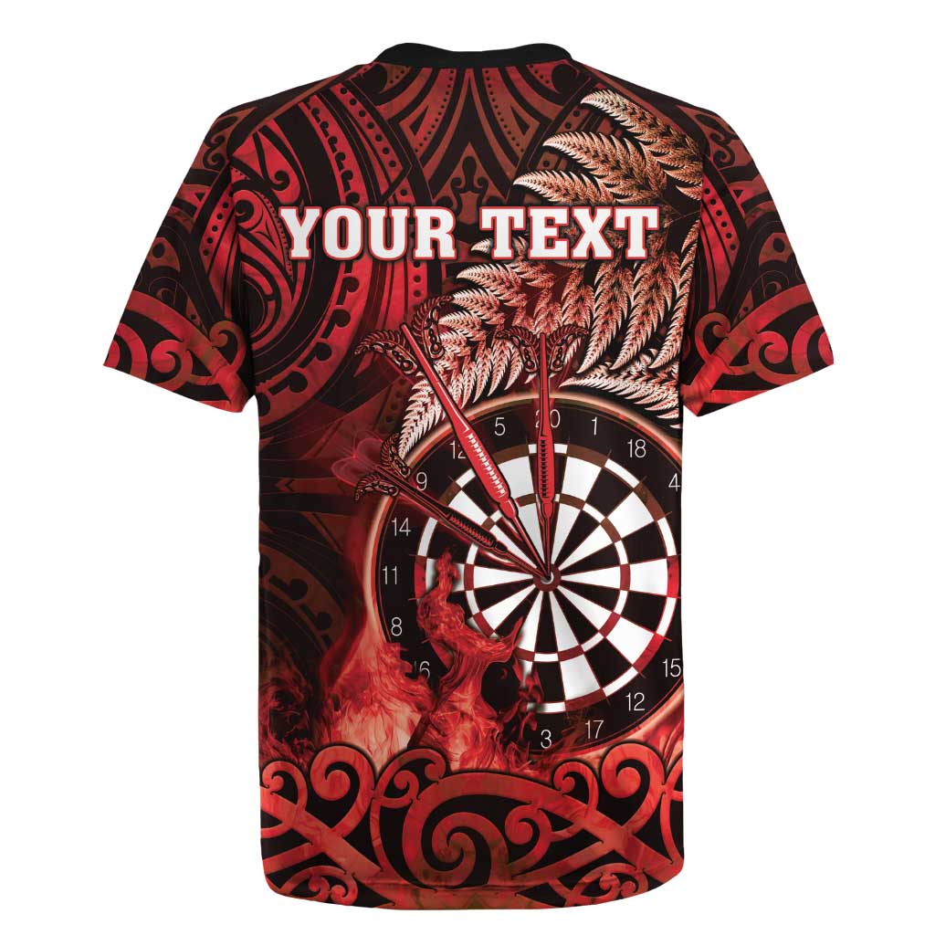 Personalised New Zealand Darts Rugby Jersey Maori Koru Dartboard Red Flame LT05 - Polynesian Pride