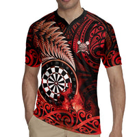 Personalised New Zealand Darts Rugby Jersey Maori Koru Dartboard Red Flame LT05 - Polynesian Pride
