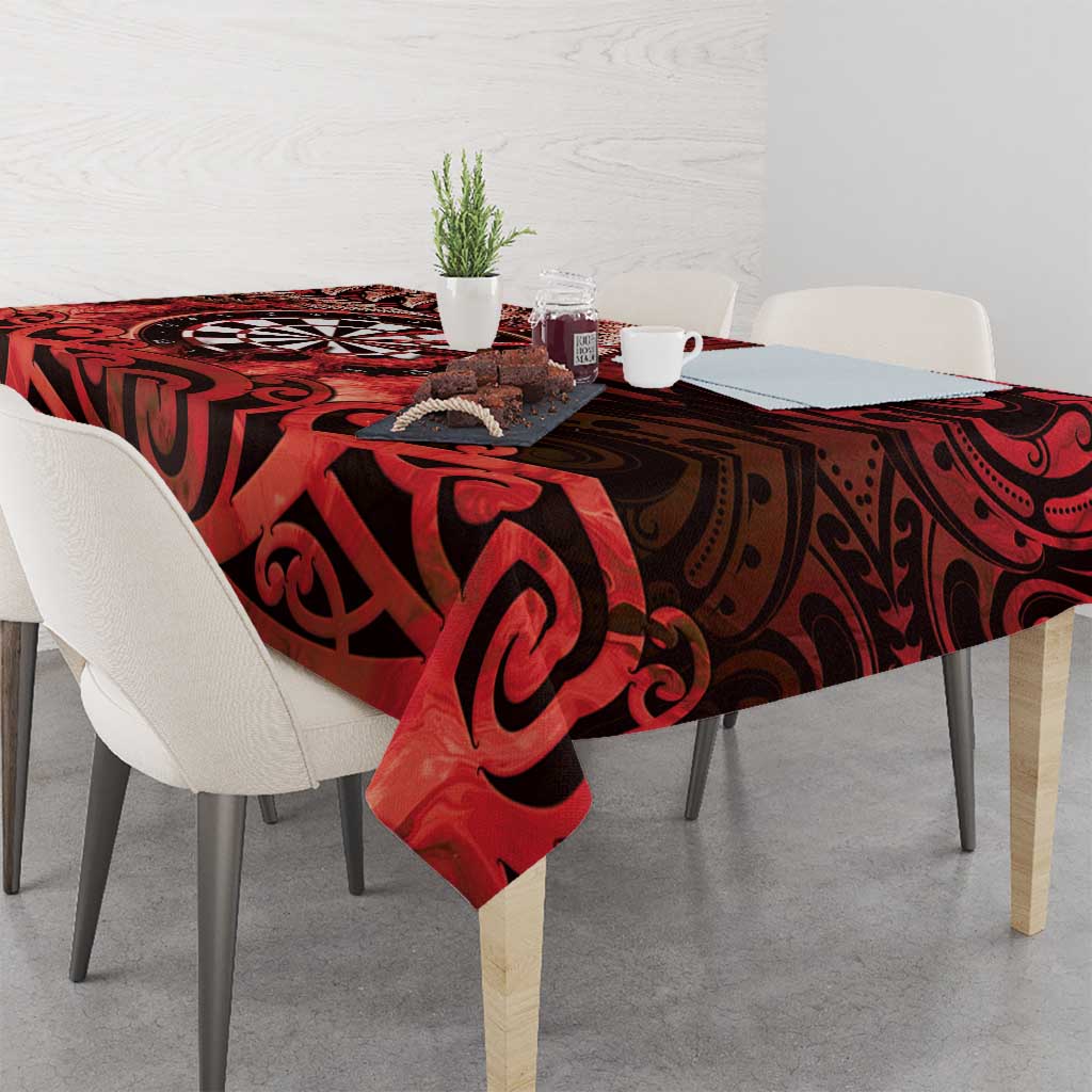 New Zealand Darts Tablecloth Maori Koru Dartboard Red Flame LT05 - Polynesian Pride
