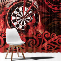 New Zealand Darts Window Curtain Maori Koru Dartboard Red Flame LT05 - Polynesian Pride