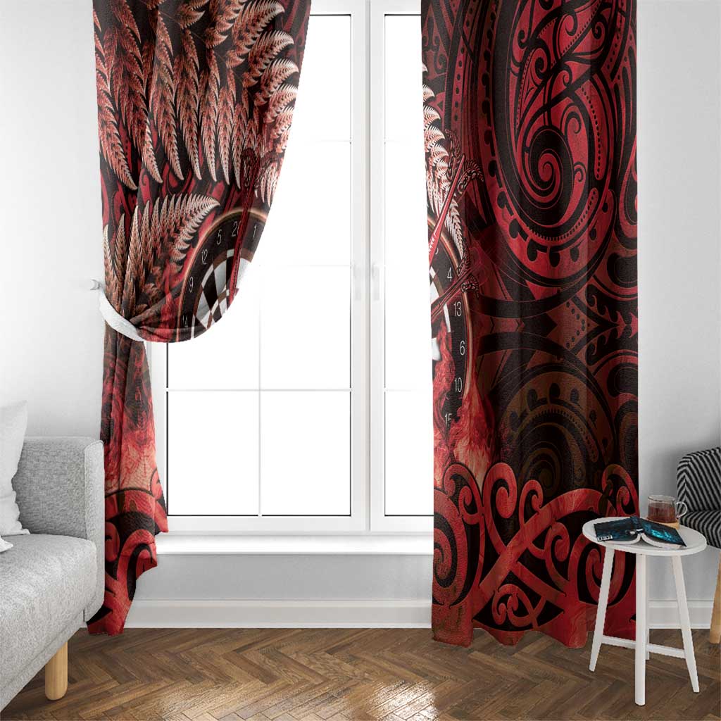 New Zealand Darts Window Curtain Maori Koru Dartboard Red Flame LT05 - Polynesian Pride
