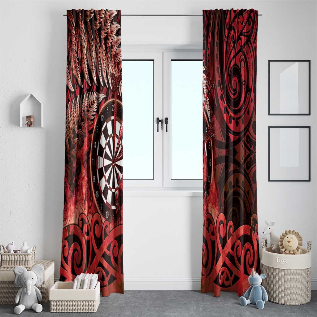 New Zealand Darts Window Curtain Maori Koru Dartboard Red Flame LT05 - Polynesian Pride