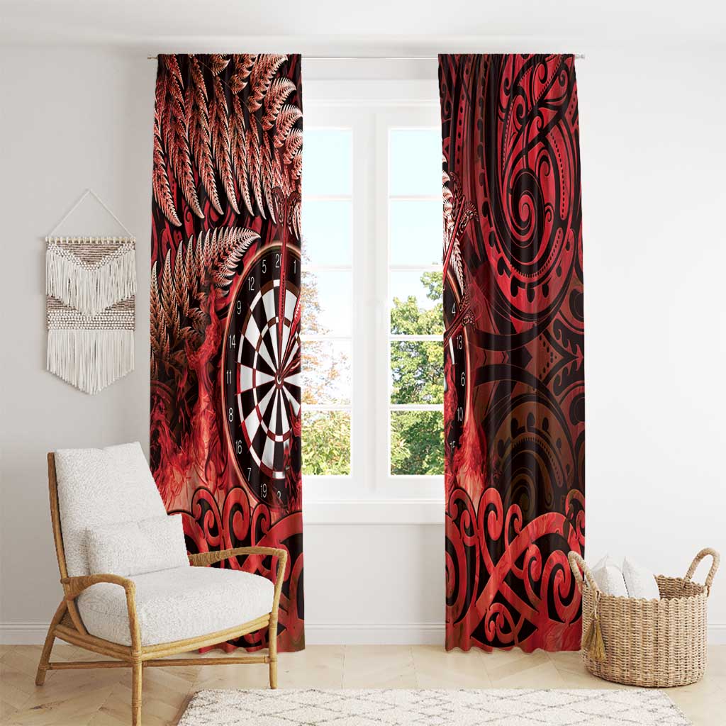 New Zealand Darts Window Curtain Maori Koru Dartboard Red Flame LT05 - Polynesian Pride