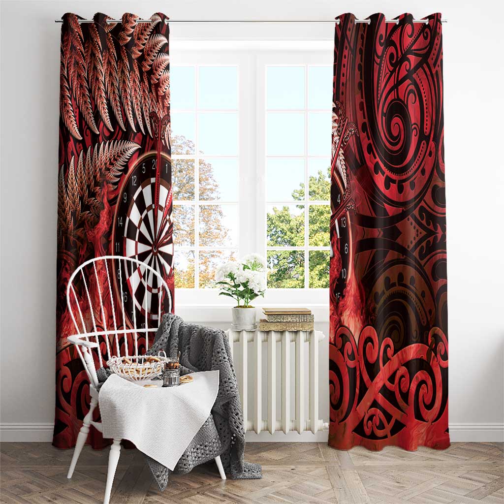 New Zealand Darts Window Curtain Maori Koru Dartboard Red Flame LT05 - Polynesian Pride