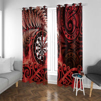 New Zealand Darts Window Curtain Maori Koru Dartboard Red Flame LT05 With Grommets Red - Polynesian Pride