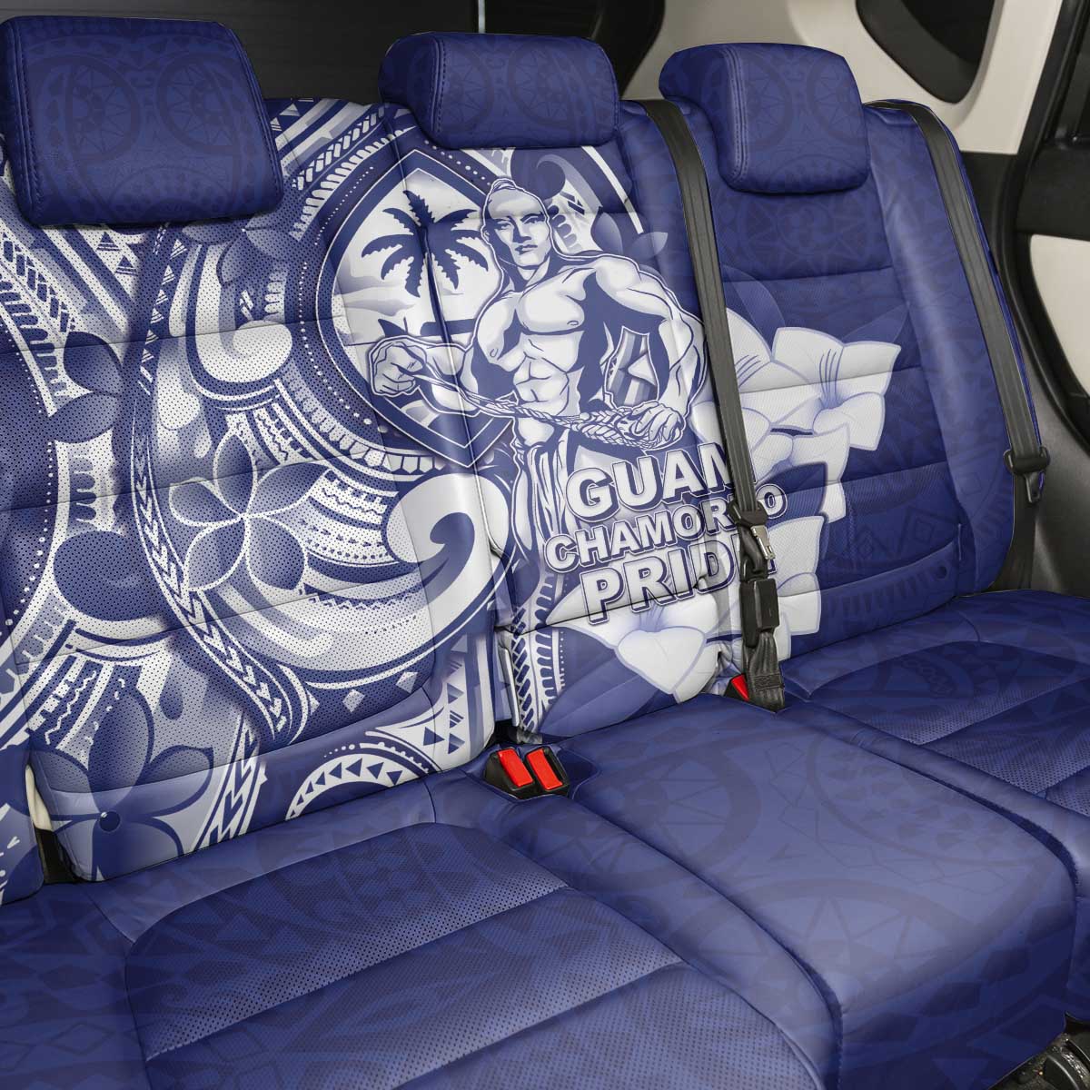 Guam Chief Quipuha Back Car Seat Cover Polynesian Pattern With Guasali Flowers LT05 - Polynesian Pride