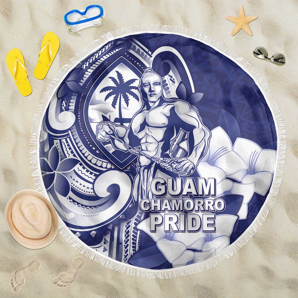 Guam Chief Quipuha Beach Blanket Polynesian Pattern With Guasali Flowers LT05 One Size 150cm Navy - Polynesian Pride