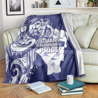 Guam Chief Quipuha Blanket Polynesian Pattern With Guasali Flowers LT05 Navy - Polynesian Pride