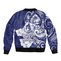 Guam Chief Quipuha Bomber Jacket Polynesian Pattern With Guasali Flowers LT05 - Polynesian Pride
