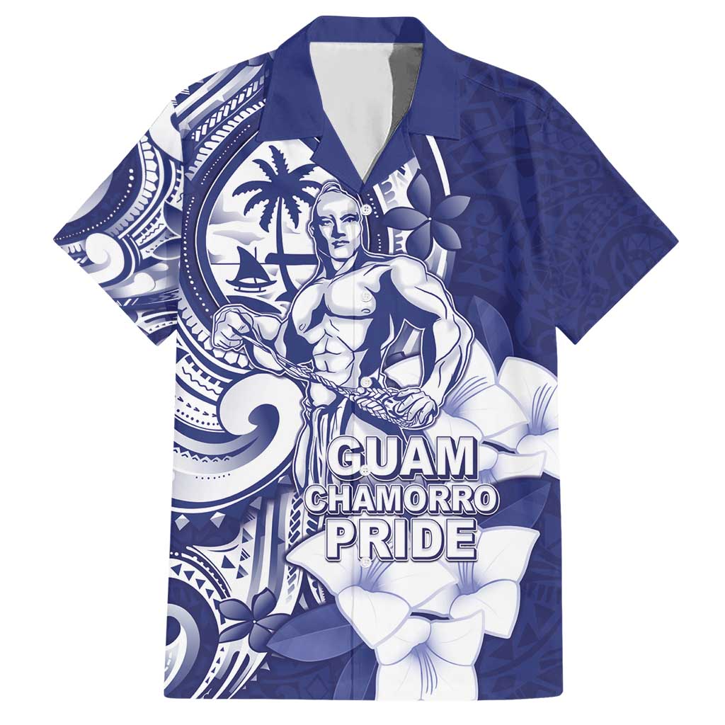 Guam Chief Quipuha Hawaiian Shirt Polynesian Pattern With Guasali Flowers LT05 Navy - Polynesian Pride