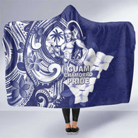 Guam Chief Quipuha Hooded Blanket Polynesian Pattern With Guasali Flowers LT05 One Size Navy - Polynesian Pride