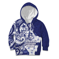 Guam Chief Quipuha Kid Hoodie Polynesian Pattern With Guasali Flowers LT05 Hoodie Navy - Polynesian Pride