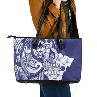Guam Chief Quipuha Leather Tote Bag Polynesian Pattern With Guasali Flowers LT05 - Polynesian Pride