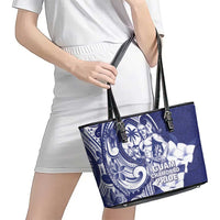 Guam Chief Quipuha Leather Tote Bag Polynesian Pattern With Guasali Flowers LT05 - Polynesian Pride
