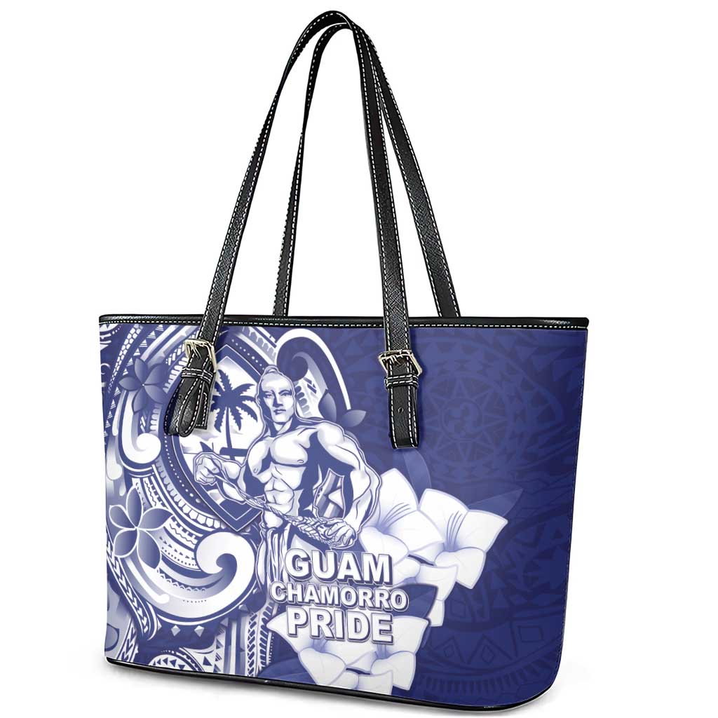 Guam Chief Quipuha Leather Tote Bag Polynesian Pattern With Guasali Flowers LT05 - Polynesian Pride