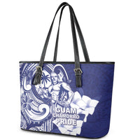 Guam Chief Quipuha Leather Tote Bag Polynesian Pattern With Guasali Flowers LT05 - Polynesian Pride