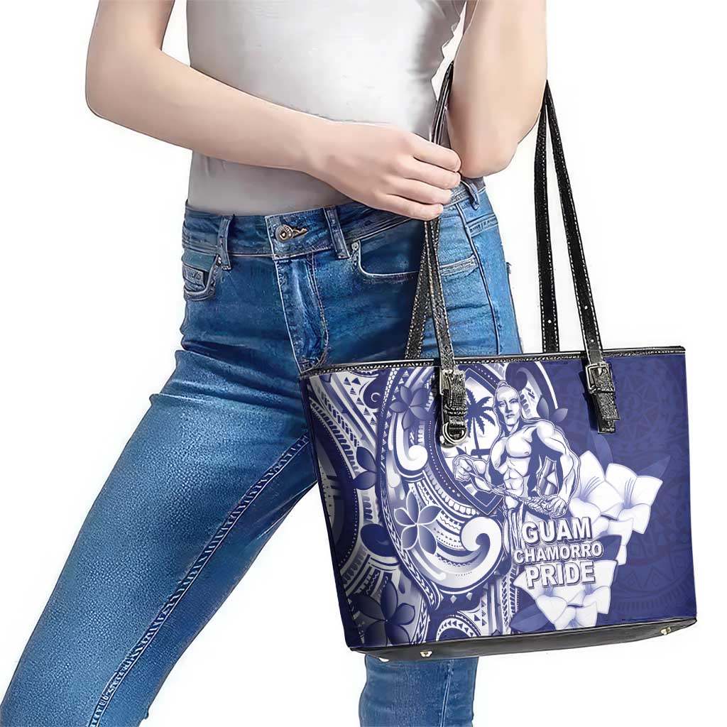 Guam Chief Quipuha Leather Tote Bag Polynesian Pattern With Guasali Flowers LT05 - Polynesian Pride