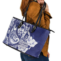 Guam Chief Quipuha Leather Tote Bag Polynesian Pattern With Guasali Flowers LT05 - Polynesian Pride