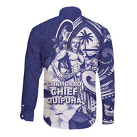 Guam Chief Quipuha Long Sleeve Button Shirt Polynesian Pattern With Guasali Flowers LT05 - Polynesian Pride