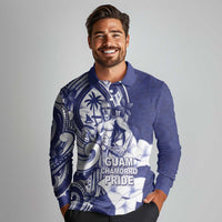 Guam Chief Quipuha Long Sleeve Polo Shirt Polynesian Pattern With Guasali Flowers LT05 - Polynesian Pride