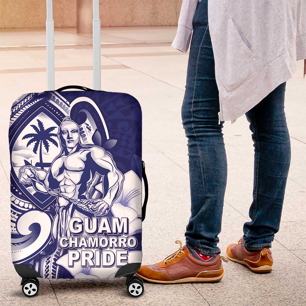 Guam Chief Quipuha Luggage Cover Polynesian Pattern With Guasali Flowers LT05 Navy - Polynesian Pride