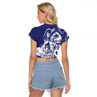 Guam Chief Quipuha Raglan Cropped T Shirt Polynesian Pattern With Guasali Flowers LT05 - Polynesian Pride