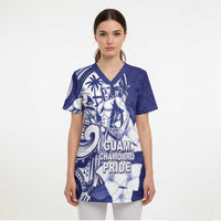Guam Chief Quipuha Scrub Top Polynesian Pattern With Guasali Flowers LT05 - Polynesian Pride