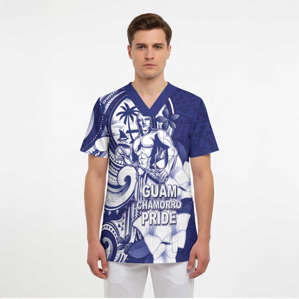 Guam Chief Quipuha Scrub Top Polynesian Pattern With Guasali Flowers LT05 - Polynesian Pride