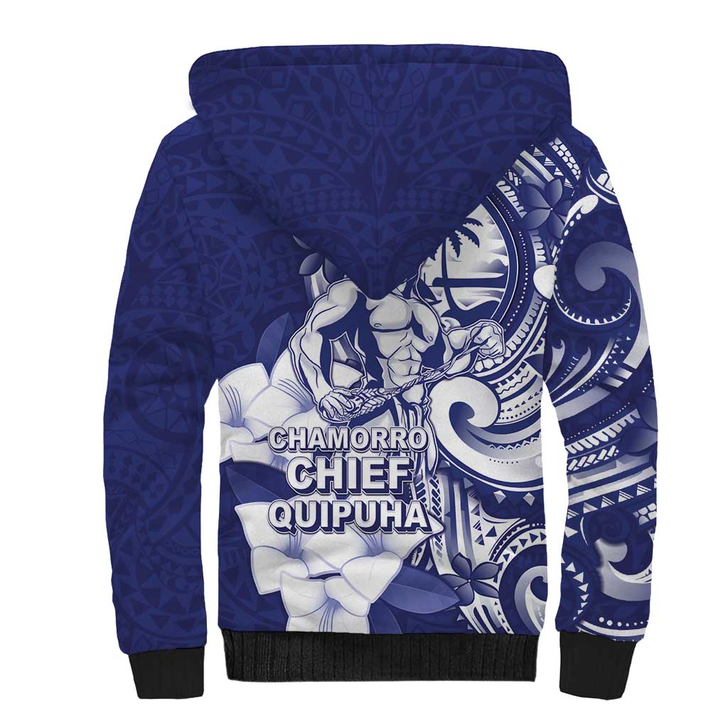 Guam Chief Quipuha Sherpa Hoodie Polynesian Pattern With Guasali Flowers LT05 - Polynesian Pride